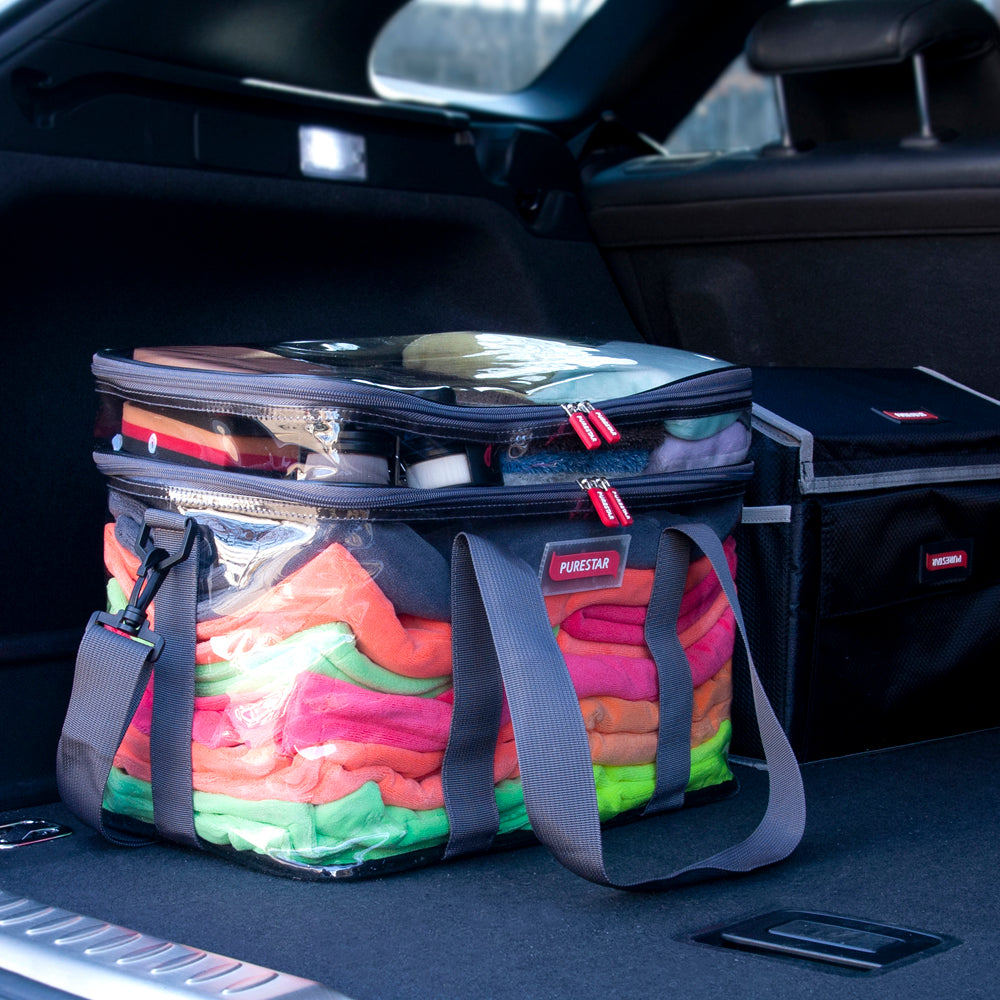 Bolso Organizador de Microfibra Negro Transparente