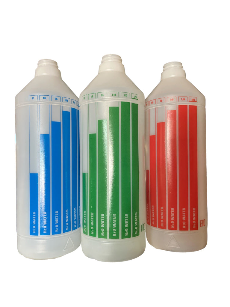 Botella Spray 1 lt con medidas de dilución + Gatillo