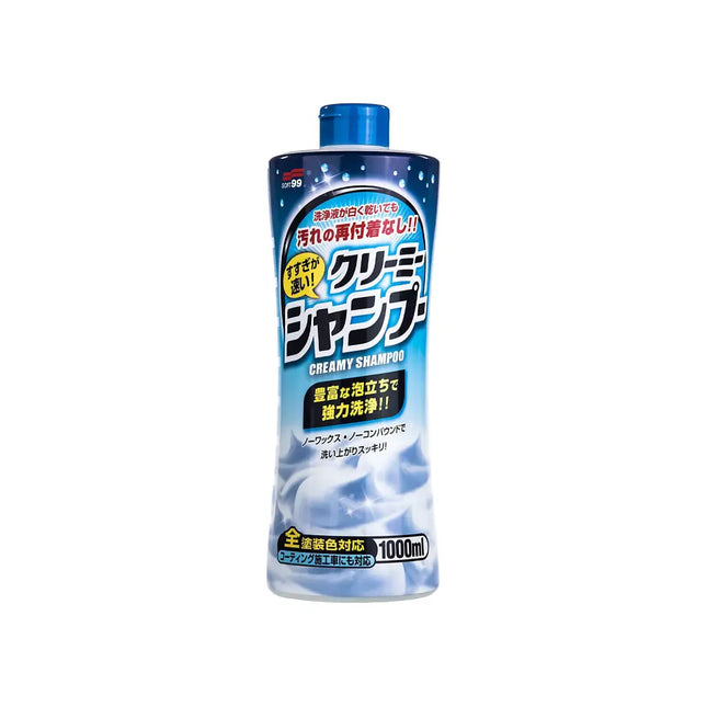 Shampoo Neutro Creamy Soft99 de 1000ml, pH neutro sin compuestos.